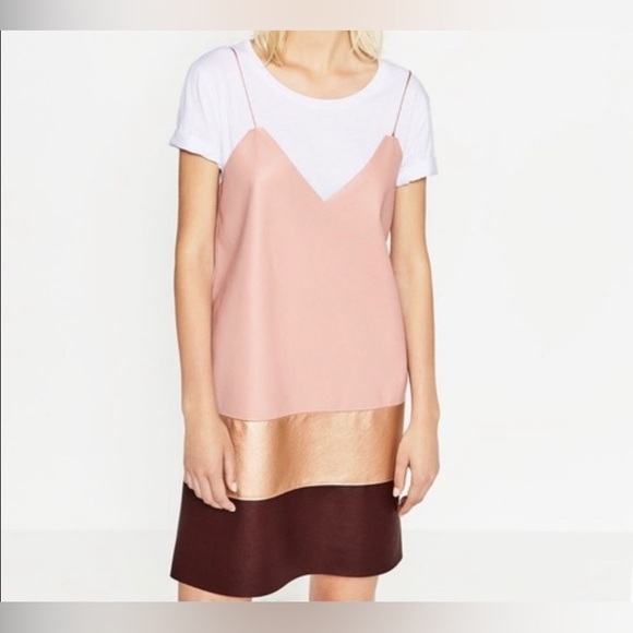 ZARA Faux Leather Shift Dress Small NEW without tag - Picture 3 of 14